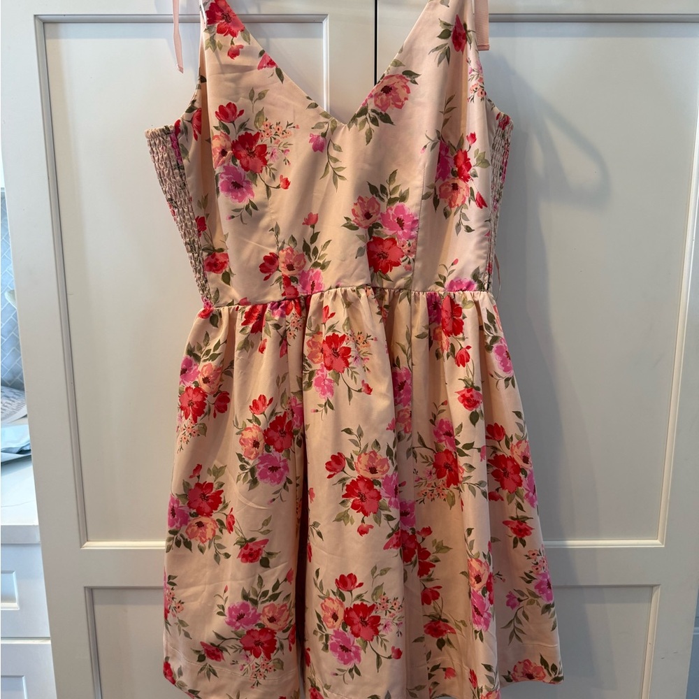 Large Old Navy Pink Floral Sundress with Red and Pink Flowers
